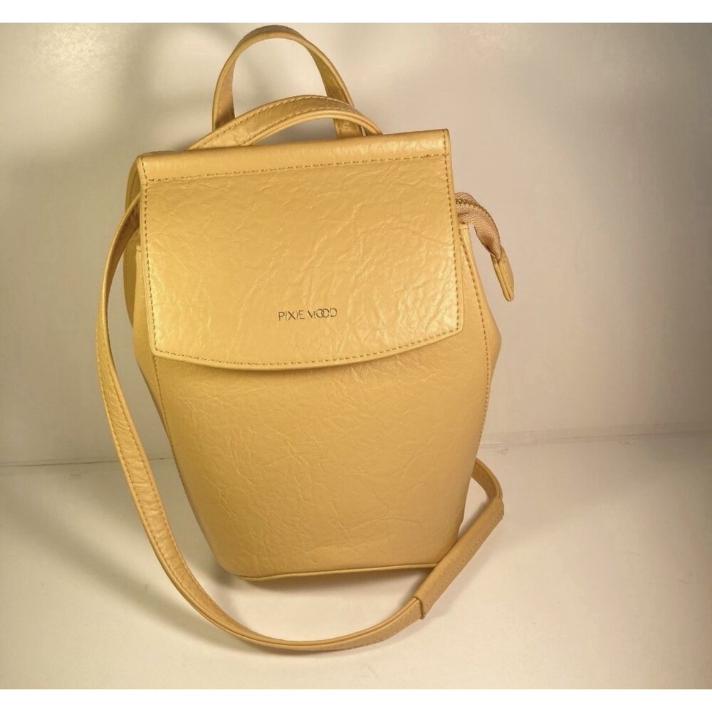Pixie Mood Kim Vegan Leather Convertible Backpack Shoulder Bag Yellow Medium
